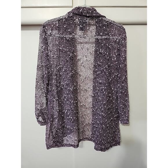 KEREN HART Tan-Open-weave, textured look w/Asymmetrical lower edge Cardigan-XL - Picture 6 of 14